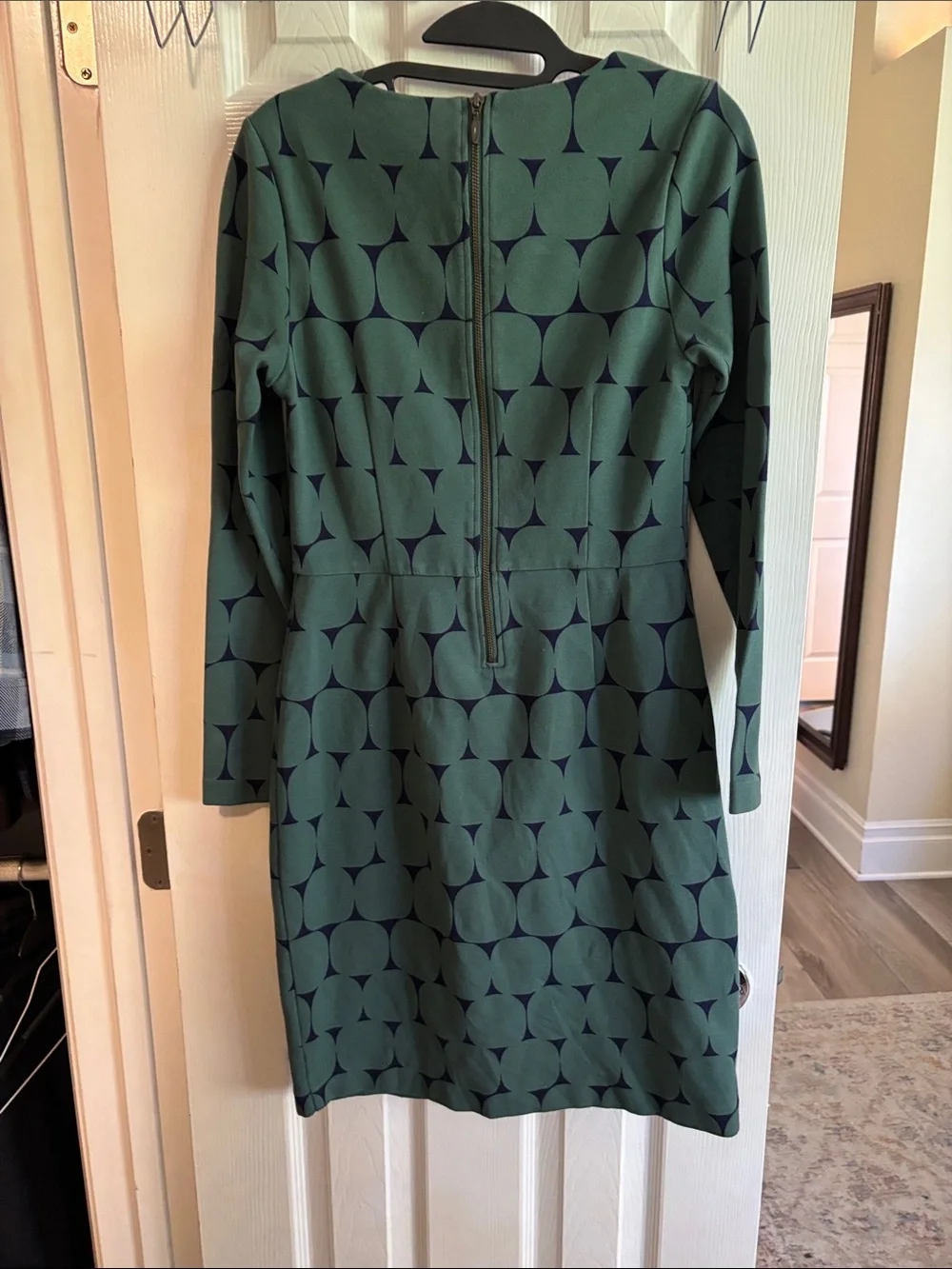 Boden Green Long-Sleeve Geometric Ponte Dress - Picture 3 of 7